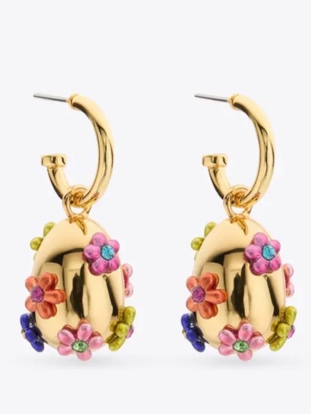 Nordstrom Geiger Gold-tone Floral Drop Earrings with Multicolor Flower Accents